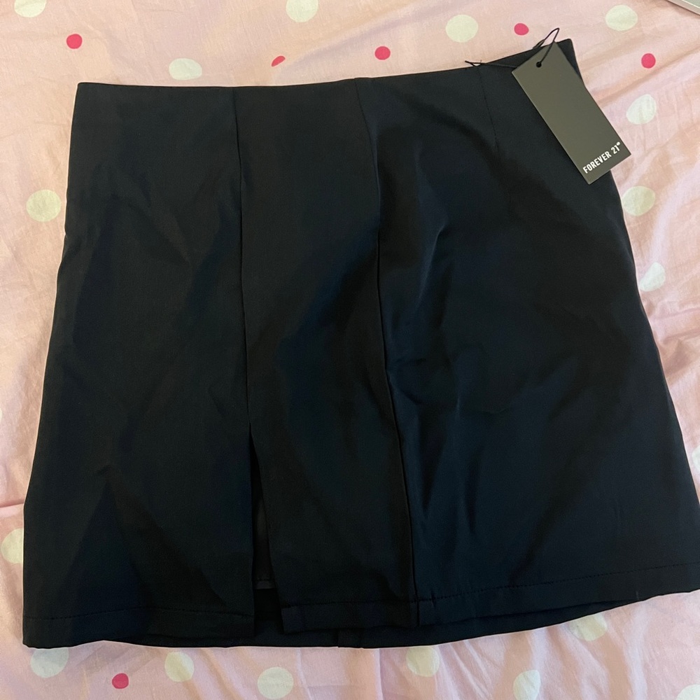 Black Mini Skirt with Slit